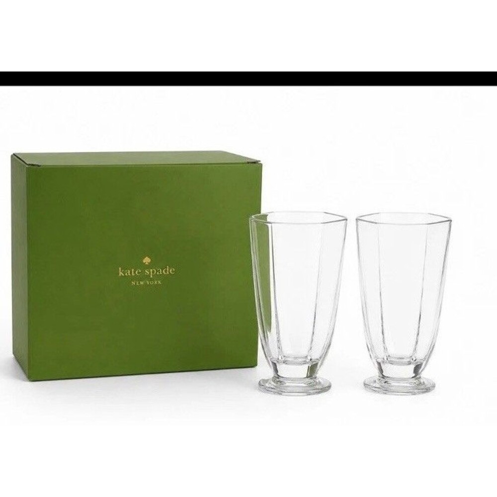 Kate Spade New York ~ CANNON Street ~ HIGHBALL Glasses Hiball ~ NIB ~ Set of 2